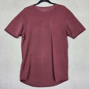 BYLT Shirt Mens Medium Red Drop Cut Crewneck Soft Tagless Curved Hem Tee